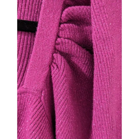 Sofia Vergara| Plus Size Women's Puff Sweetheart Sweater Shimmer Magenta… - Picture 7 of 7